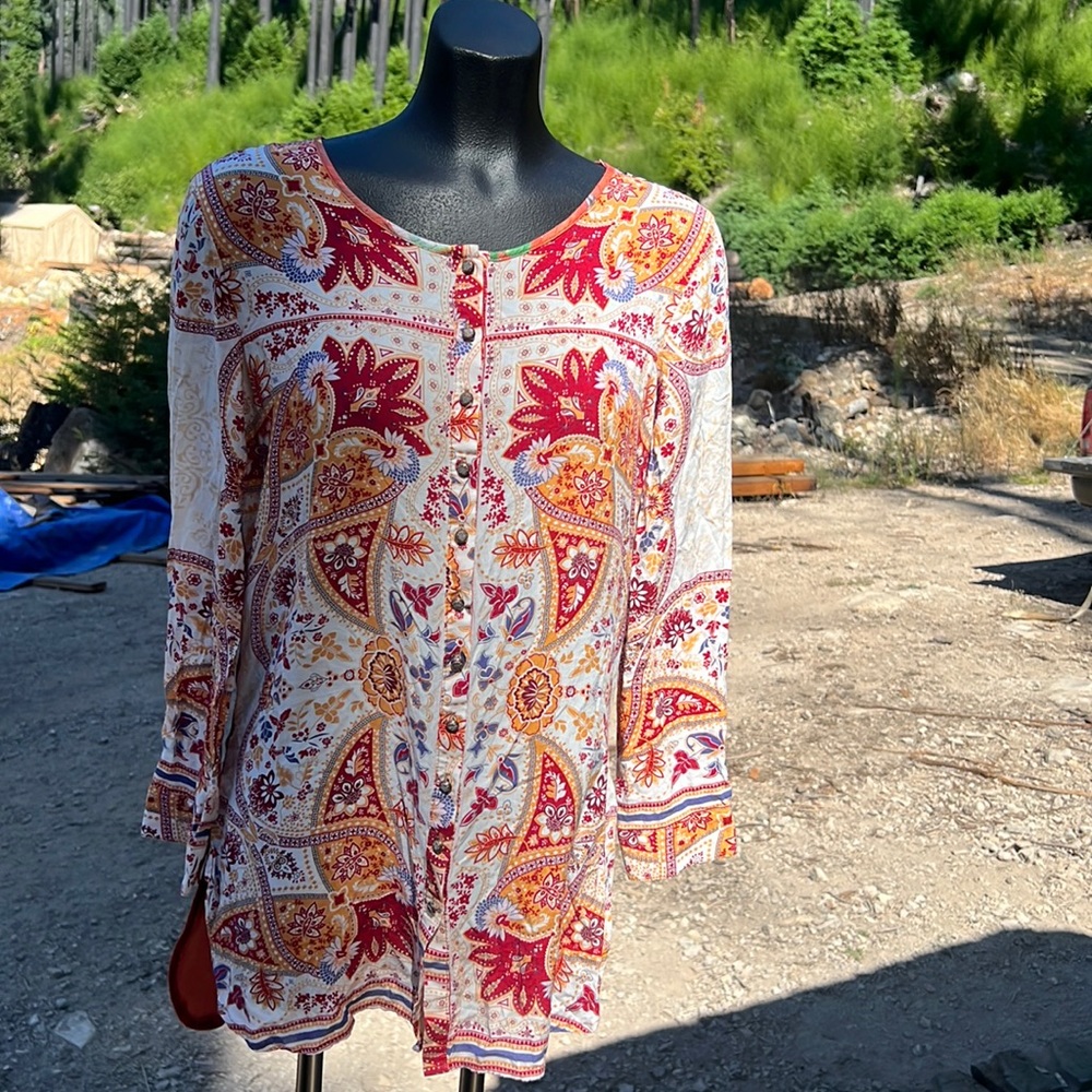 Aratta NWOT Silent Journey Burned Tulip velvet and silk embroidered tunic size S - Picture 4 of 14